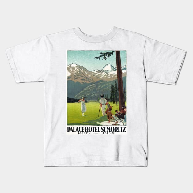 Vintage Travel Poster Switzerland St. Moritz Kids T-Shirt by vintagetreasure